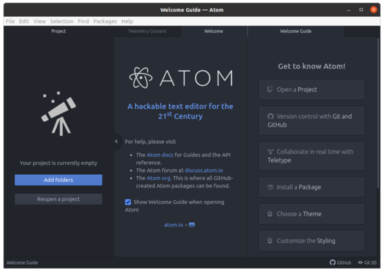 Как установить atom на ubuntu