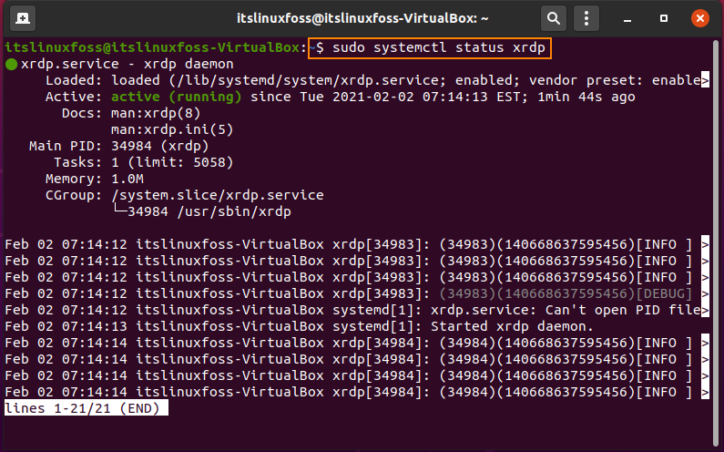 Xrdp ubuntu. Sudo systemctl status.