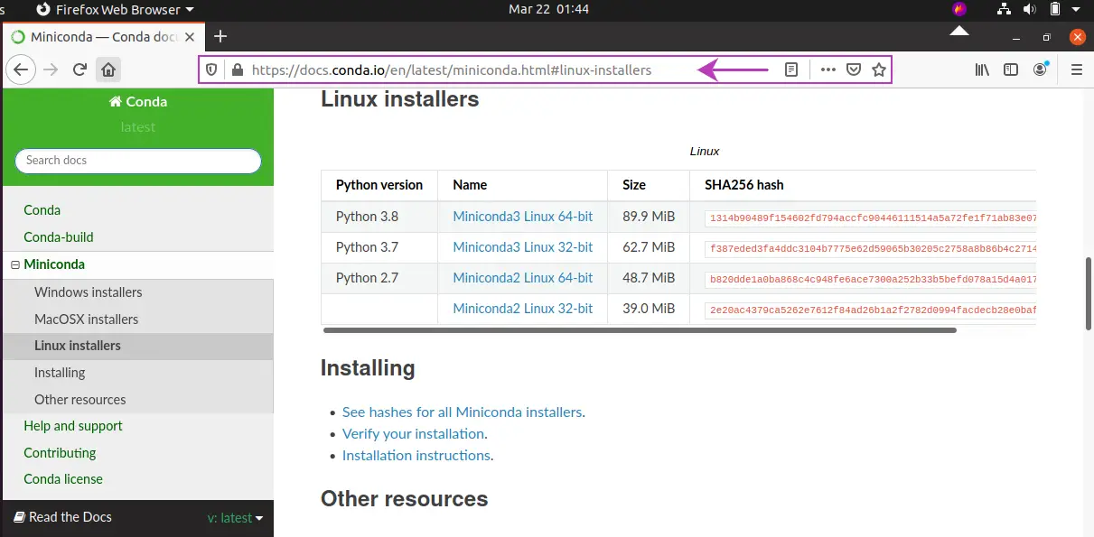 install miniconda linux