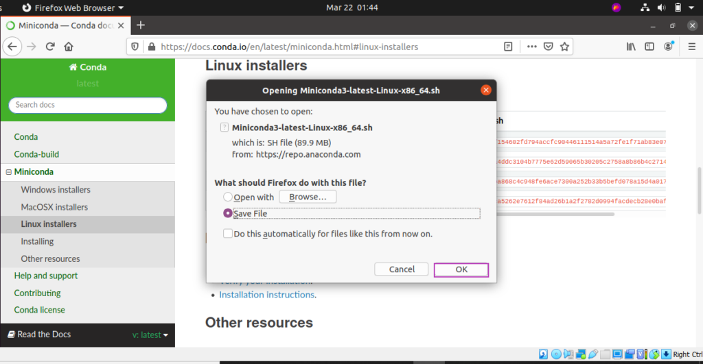 install miniconda linux