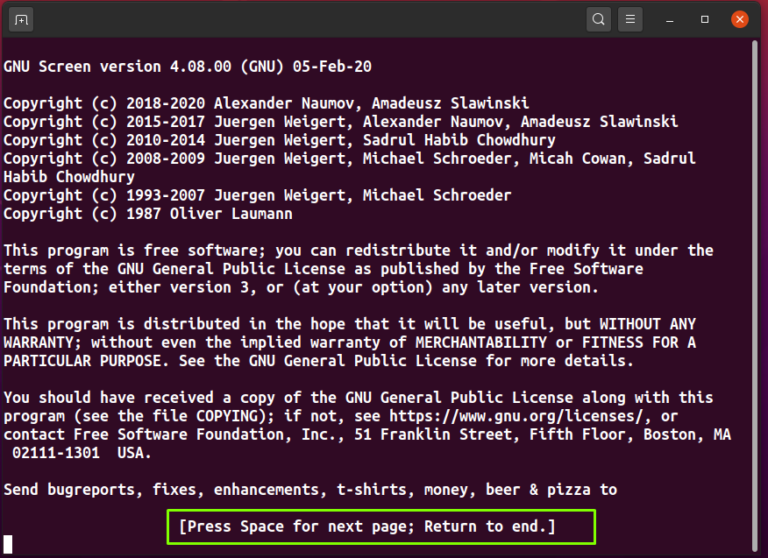 linux screen command history