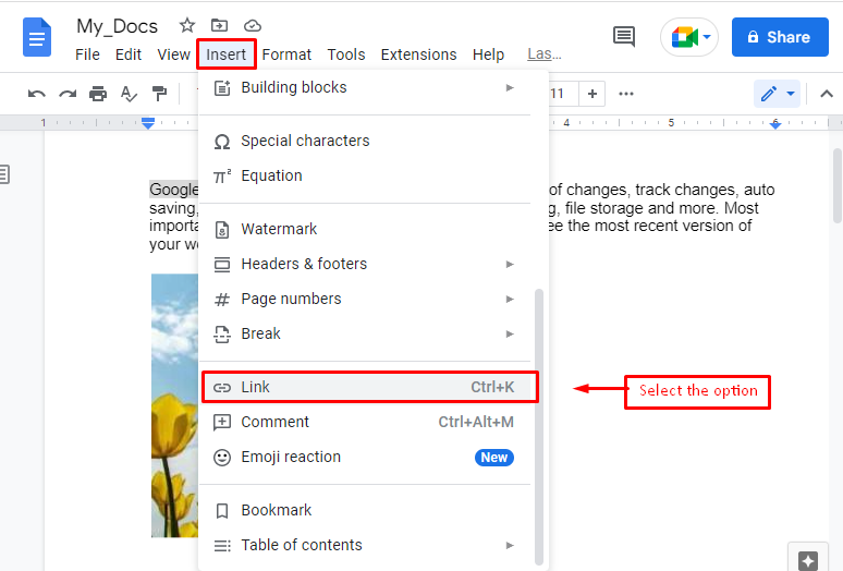 How To Get A Hyperlink On Google Docs