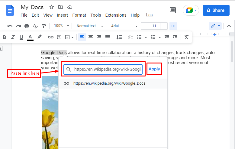 hyperlinking in google docs survey