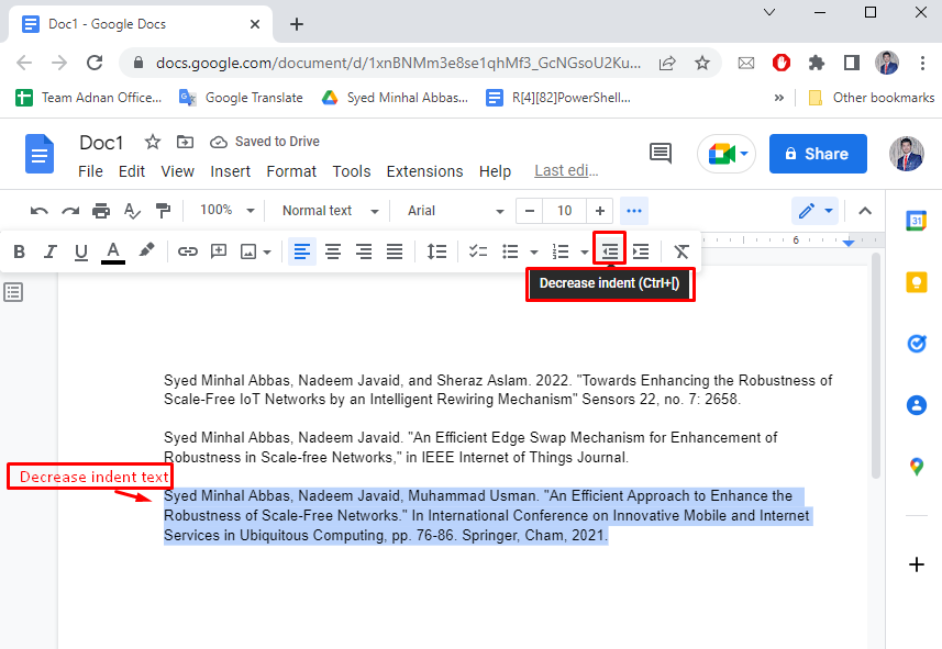 How To Indent Citations On Google Docs App