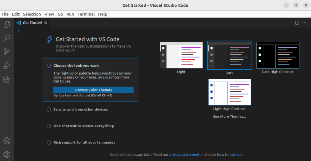 visualstudio code ubuntu