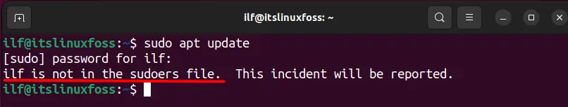 How To Fix “User Is Not In The Sudoers File” – Its Linux Foss