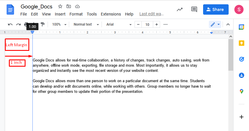 how to do mla margins on google docs