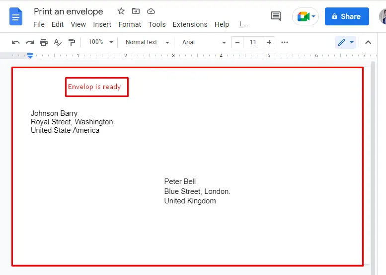 How To Create Envelope In Google Docs