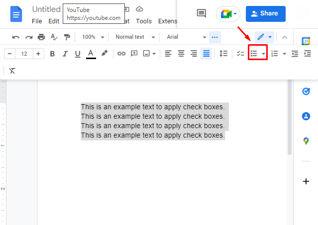 Insert Checkbox Google Docs