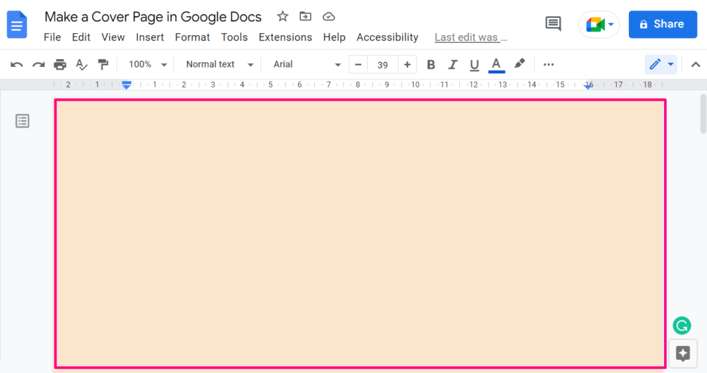 how do you insert a cover page on google docs