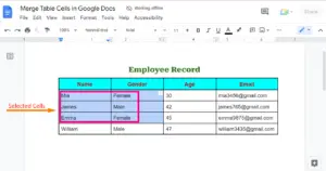 google doc merge table