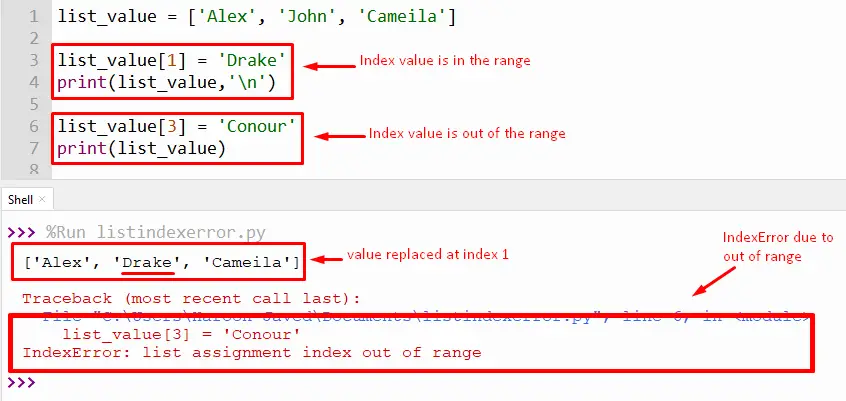 indexerror list assignment index out of range