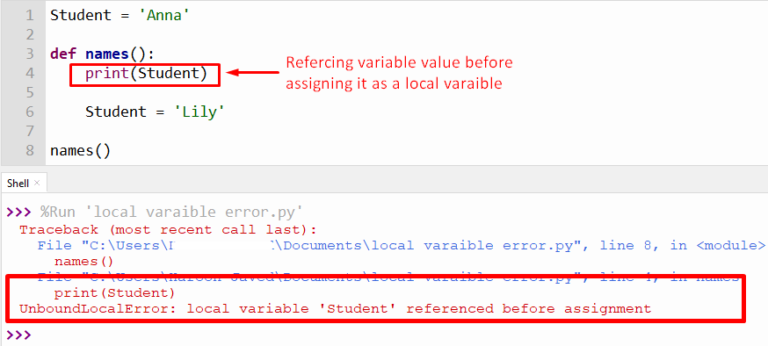 python use variable before assignment