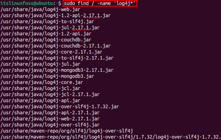 how-to-check-the-log4j-version-on-ubuntu-linux-its-linux-foss