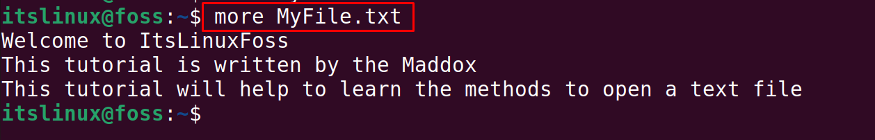 how to read text file in linux terminal