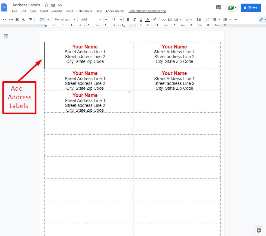 Google Docs Address Label Template