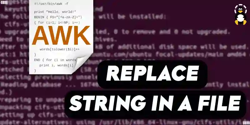 awk replace string in a file
