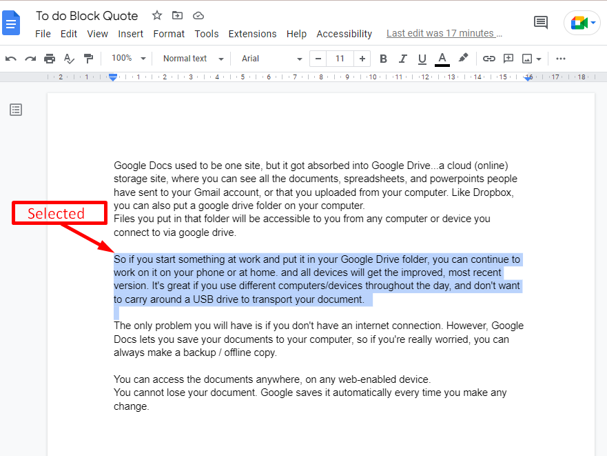 How to do a Block Quote in Google Docs? Its Linux FOSS