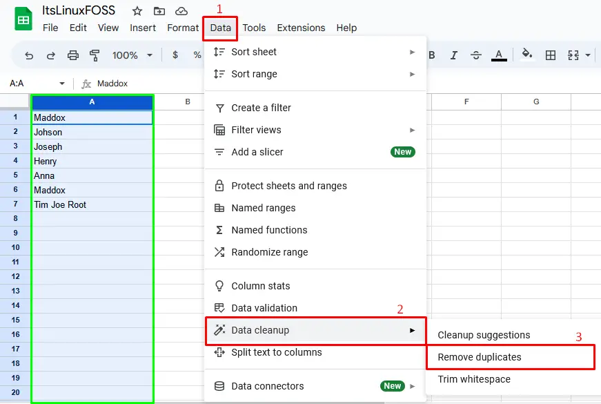 Remove duplicate entries in Google Sheets 9