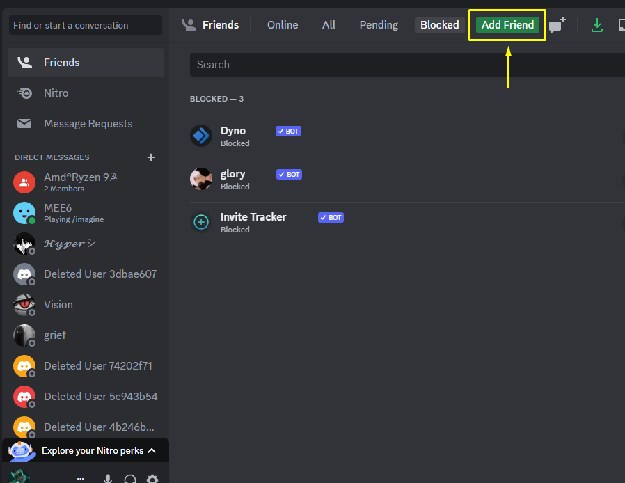 Friends list and server list – Discord