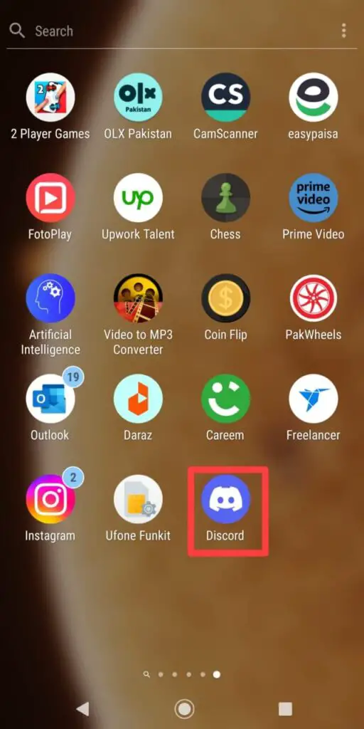 Discord app in mobile 