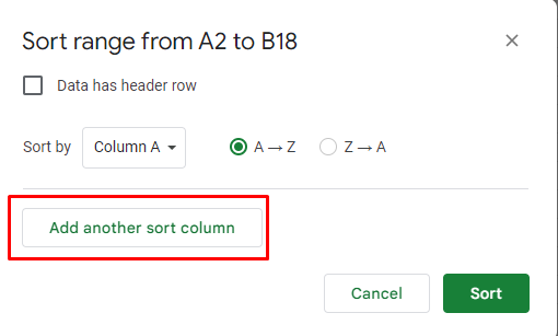 Sort by Column" in Google Sheets 6