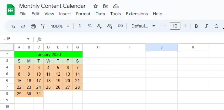 Google Sheets Content Calendar Templates 2