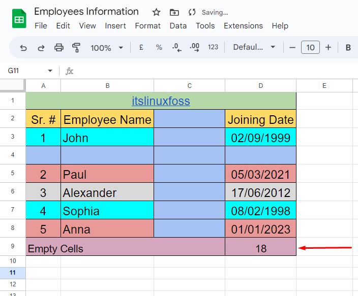 Count if NOT Blank Cells in Google Sheets3