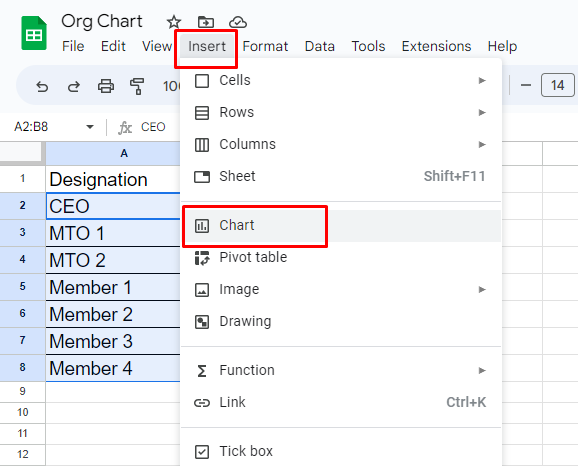 Make an Org Chart in Google Sheets4