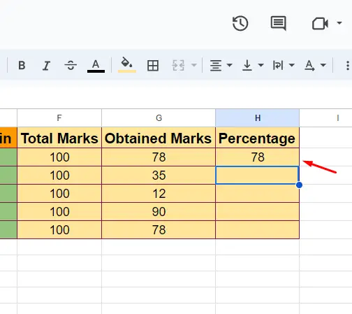 Create a Table in Google Sheets 11