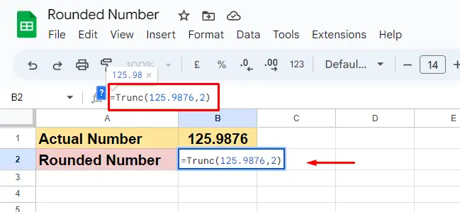 Round Numbers in Google Sheets 3