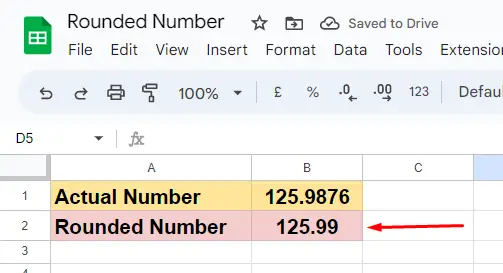 Round Numbers in Google Sheets 2