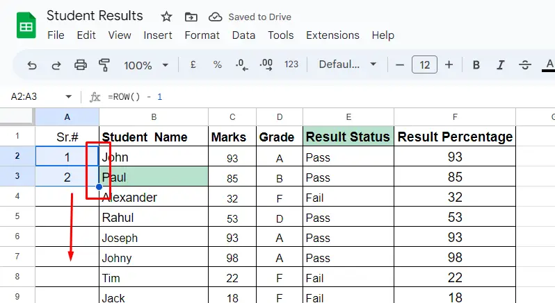 Number Rows in Google Sheets 12