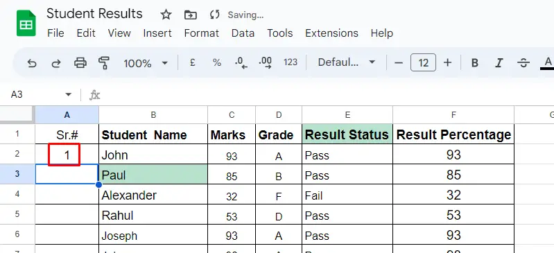 Number Rows in Google Sheets 10