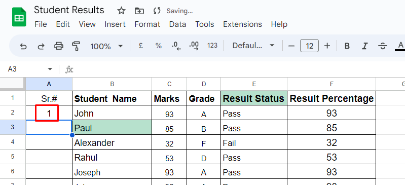 Number Rows in Google Sheets 10