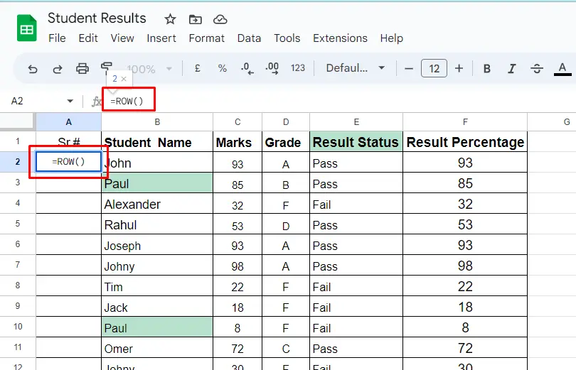 Number Rows in Google Sheets 6