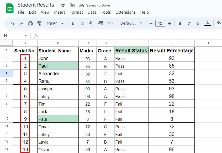 Number Rows in Google Sheets 5