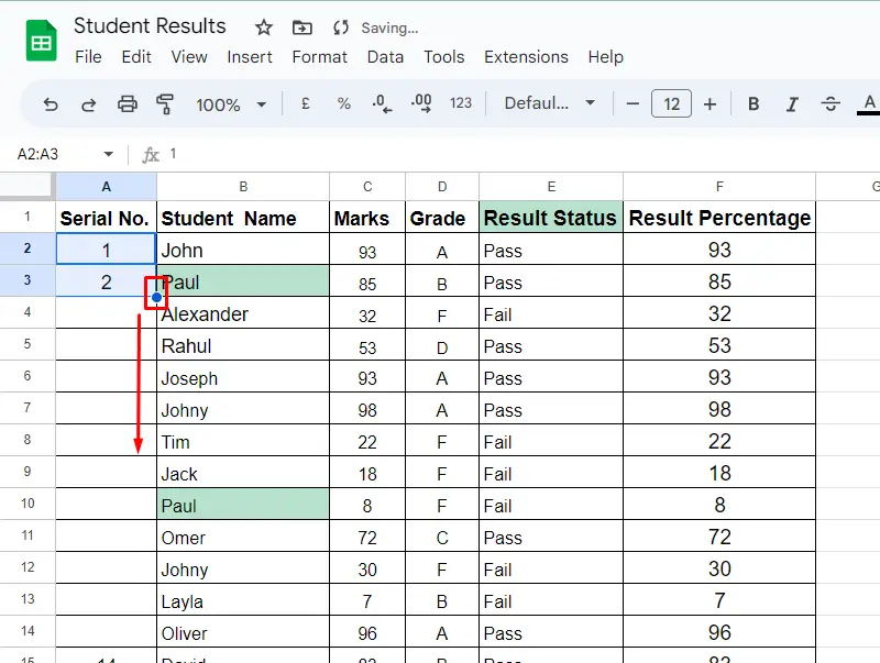 Number Rows in Google Sheets 3