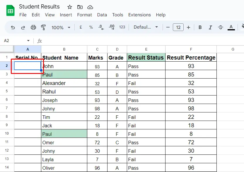 Number Rows in Google Sheets 1