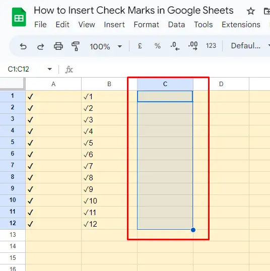 Insert Check Marks in Google Sheets 7