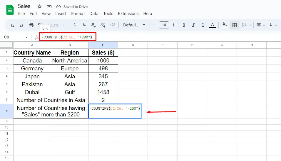 Use COUNTIFS Google Sheets Function a