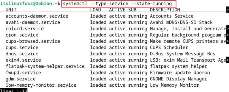 debian 12 list running services
