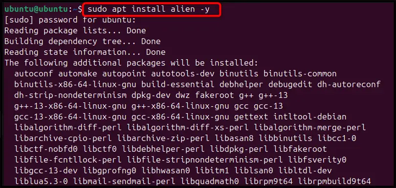 RPM package on Ubuntu 24.04 k