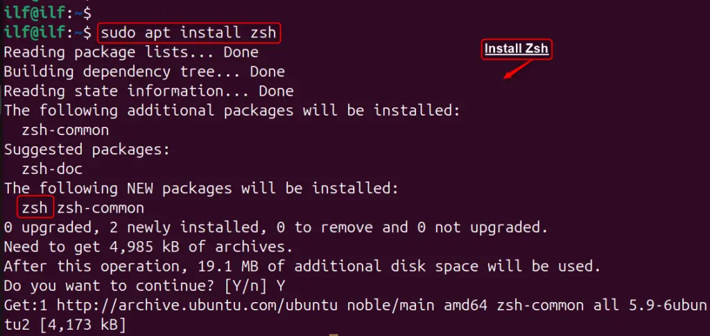 Zsh In Ubuntu 24.04 B